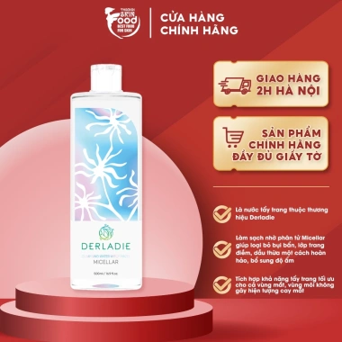 Nước Tẩy Trang Derladie Witch Hazel Micellar 500ml – Làm sạch da nhẹ nhàng, không gây khô, giá ưu đãi 208.000₫ Nước Tẩy Trang Derladie Witch Hazel Micellar 500ml – Làm sạch da nhẹ nhàng, không gây khô, giá ưu đãi 208.000₫