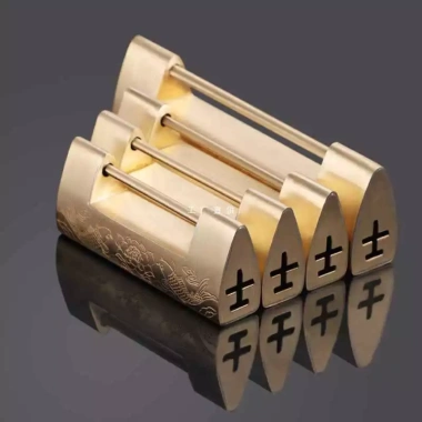 Ổ khóa đồng thau trang trí khắc cổ Trung Quốc - Khóa tủ kiểu cũ mở bên hông, sưu tập thủ công 5VWJ 2