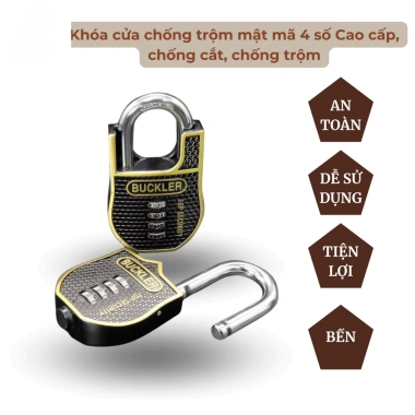 Ổ khóa mật mã 4 số Blucker cao cấp - Chống cắt, chống nước, chống trộm, an toàn cho nhà cửa, nhà kho - Giá 185.173₫ 3 Ổ khóa mật mã 4 số Blucker cao cấp - Chống cắt, chống nước, chống trộm, an toàn cho nhà cửa, nhà kho - Giá 185.173₫ 3