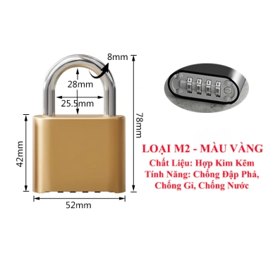 Ổ khoá số cao cấp, khóa mật khẩu, chống đập, chống nước - Giá ưu đãi 92.829 VND