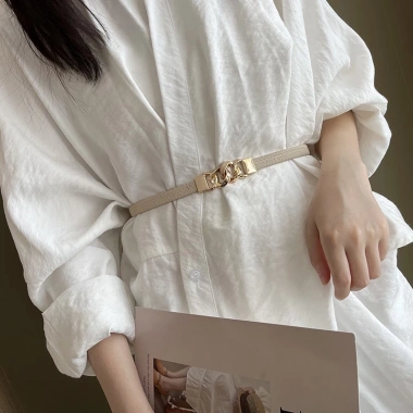 OFF WHITE Thắt Lưng Nữ Co Giãn Khóa Kim Loại - Thời Trang Sang Trọng, Giá 54.798₫
