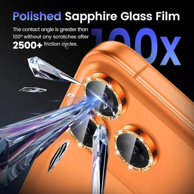 Ống kính máy ảnh Cosmic Orange Bling bảo vệ full cover kim loại, kính cường lực cho iPhone 17/16/15/14 Pro Max - 51.687₫ 4