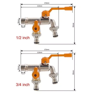 Ống nước tưới vườn 1/2 inch IBC - Phụ kiện chuyển đổi vòi 2 chiều 1 chiều, đầu nối xả nước, đồng va - Giá ưu đãi 166.840₫
