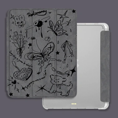 Ốp bảo vệ F & X iPad Pro11 hoạt hình 2.022, gấp ba lần, trong suốt, khe bút, nắp lật 10.2‑iPad 9