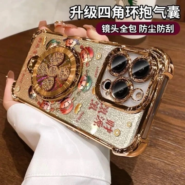 Ốp Điện Thoại Chống Rơi 4 Góc Mạ Điện cho iPhone 13‑17 Pro Max, Camera Chống Sốc