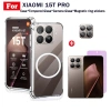 Ốp điện thoại chống sốc TPU trong suốt Xiaomi 15T Pro có thanh sạc không dây từ tính cho Xiaomi 15T Kính cường lực bảo mật chống gián điệp + Phim ống kính 4