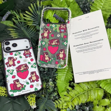 Ốp điện thoại sạc từ tính không dây hình gấu dâu cho iPhone 11‑17 Pro Max, acrylic trong suốt, chống sốc 2