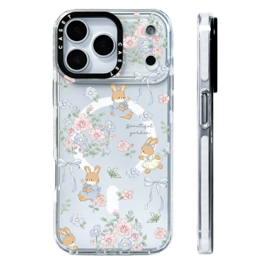 Ốp lưng iPhone 12‑17 Pro Max thỏ nơ hoa, silicon mềm, sạc không dây từ tính, chống sốc