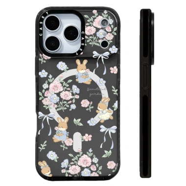 Ốp lưng iPhone 12‑17 Pro Max thỏ nơ hoa, silicon mềm, sạc không dây từ tính, chống sốc