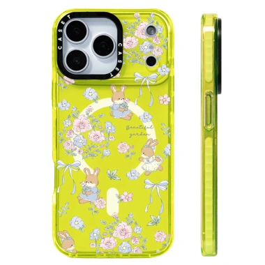 Ốp lưng iPhone 12‑17 Pro Max thỏ nơ hoa, silicon mềm, sạc không dây từ tính, chống sốc