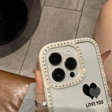 Ốp lưng iPhone đa năng Trái Tim trong Tiếng Anh Chống vân tay PGZS cho iPhone 11 12 13 14 15 16 Pro Max 6