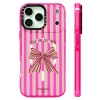 Ốp Lưng Nơ Sọc Hồng Silicone, Sạc Không Dây, Tương Thích iPhone 12‑17 Pro Max, Chống Sốc 5