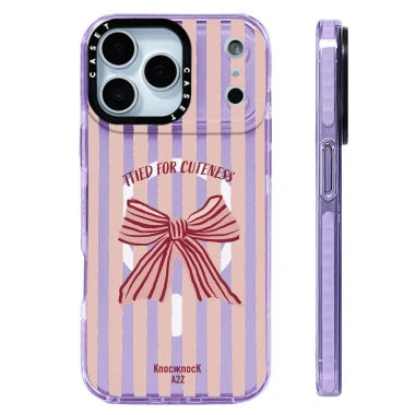 Ốp Lưng Nơ Sọc Hồng Silicone, Sạc Không Dây, Tương Thích iPhone 12‑17 Pro Max, Chống Sốc 6