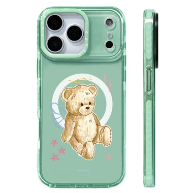 Ốp Lưng Sạc Không Dây Thiên Thần Gấu Bông – Hoạt Hình Dễ Thương, Silicone Mềm, Tương Thích iPhone 12‑17, Chống Sốc 5