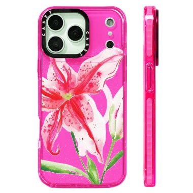 Ốp lưng silicone Starry Sky Lily Florals, sạc không dây từ tính, tương thích iPhone 12-17 Pro Max, chống sốc 6