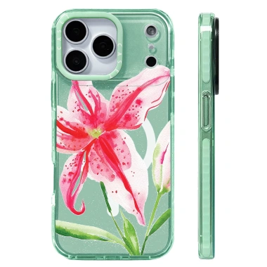 Ốp lưng silicone Starry Sky Lily Florals, sạc không dây từ tính, tương thích iPhone 12-17 Pro Max, chống sốc 7