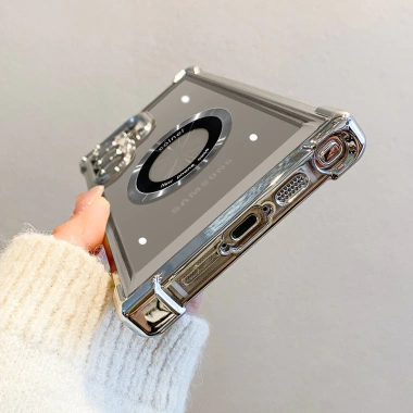 Ốp sạc không dây từ tính mạ sang trọng cho Samsung S25 S24 Ultra S23 FE S22 Plus – Vỏ mềm bảo vệ camera trong suốt 6