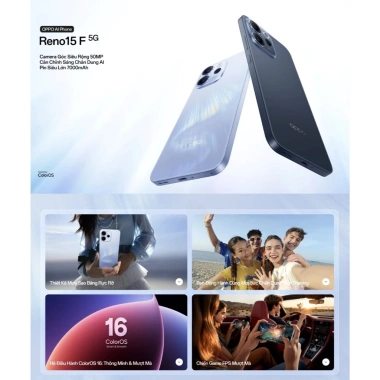 OPPO Reno15F 5G 8GB/256GB - Siêu camera AI, hiệu năng mạnh, giá 11,490,000 VND - Hàng chính hãng