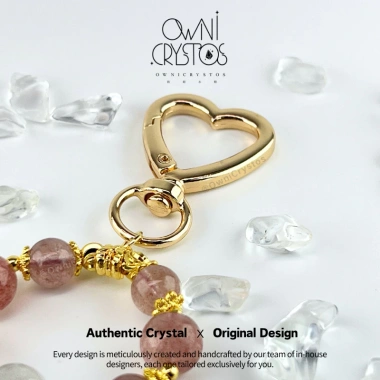 OwniCrystos Túi Pha Lê Tự Nhiên Móc Khóa - Thạch Anh Dâu Xanh và Ma Thạch Anh 699k