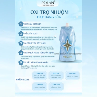Oxy Trợ Nhuộm POLAN Xanh 1.000ml – Thế Hệ Mới 2.025, Lên Tone Chuẩn, Thơm Dịu, Êm Không Sót Da Đầu – 105k 4
