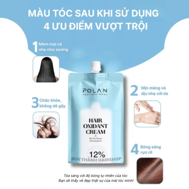Oxy Trợ Nhuộm POLAN Xanh 1.000ml – Thế Hệ Mới 2.025, Lên Tone Chuẩn, Thơm Dịu, Êm Không Sót Da Đầu – 105k 5