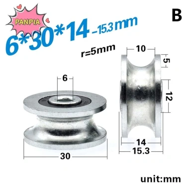 Panpia Bánh xe ròng rọc vòng bi lăn 8x30x14mm - Bánh U, dẫn hướng, chống gỉ, 69.190 VND