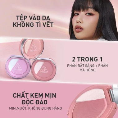 Phấn Má Hồng Bắt Sáng 3CE Blushlighter 9g - Màu Hồng Rạng Rỡ, Giá Ưu Đãi 448k