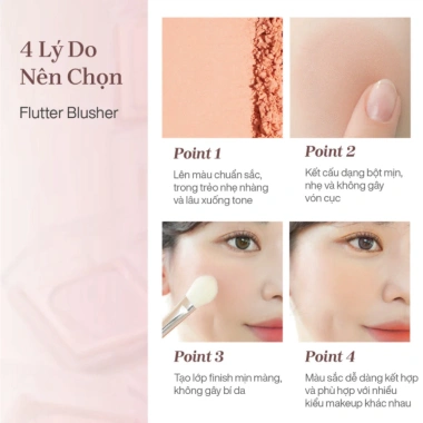 Phấn Má Hồng Mịn Lì Kiềm Dầu Flutter 5g - Chuẩn Màu, Mịn Tự Nhiên, Lâu Trôi 9