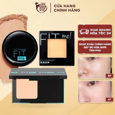 Phấn Nén Maybelline Fit Me Matte Poreless SPF32 PA+++ 6g Hộp Tròn - Che Phủ Hoàn Hảo, Kiềm Dầu, Giá 208k