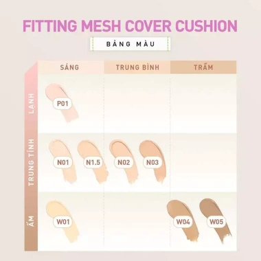 Phấn Nước 3CE Da Sáng Tự Nhiên 11g Mesh Cover Cushion - Che Phủ Mịn, Tự Nhiên