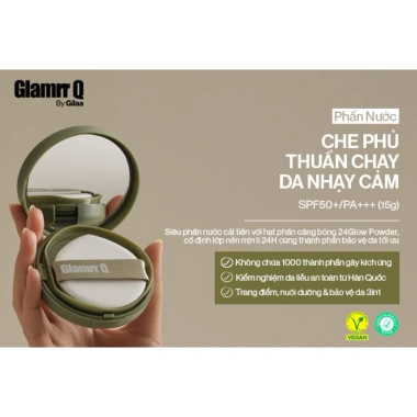 Phấn Nước Glamrr Q Vegan Super Cover Cushion SPF50+ PA+++ Che Phủ Đỉnh Cao 15g 450k 8