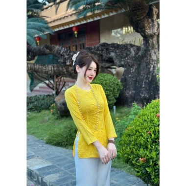 Pháp phục đi lễ chùa Bà Ba Cổ Tròn 6 cúc ngọc, vân hoa, mềm mịn - 345.000 VND 8 Pháp phục đi lễ chùa Bà Ba Cổ Tròn 6 cúc ngọc, vân hoa, mềm mịn - 345.000 VND 8