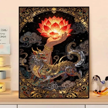 Phong Cách Trung Hoa Dunhuang Bergamot Sen Cross Stitch 2.026 Bộ Thêu DIY Tượng Phật