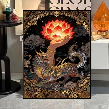 Phong Cách Trung Hoa Dunhuang Bergamot Sen Cross Stitch 2.026 Bộ Thêu DIY Tượng Phật