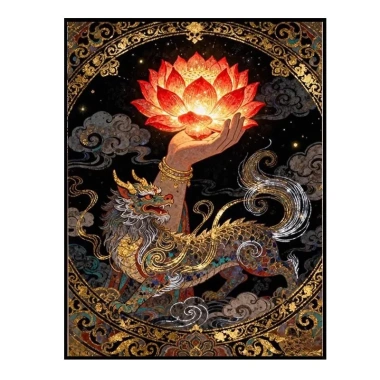 Phong Cách Trung Hoa Dunhuang Bergamot Sen Cross Stitch 2.026 Bộ Thêu DIY Tượng Phật