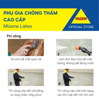 Phụ Gia Chống Thấm Mizone Latex - Nhũ Tương Trộn Xi Măng, Vữa Xi Măng-Cát, Tăng Kết Dính, Giá Ưu Đãi 218.875 VND 4 Phụ Gia Chống Thấm Mizone Latex - Nhũ Tương Trộn Xi Măng, Vữa Xi Măng-Cát, Tăng Kết Dính, Giá Ưu Đãi 218.875 VND 4