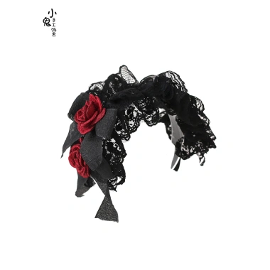 Phụ kiện tóc F & X Lolita ren đỏ đen - Băng đô nơ bướm Goth, giảm còn 379.965đ