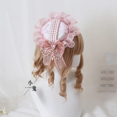 Phụ kiện tóc FX Lolita băng đô nơ hồng khói - Trang trí Mori Girl, vòng tóc KC, hoa hồng đắng, giảm giá 22%