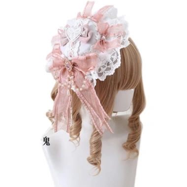 Phụ kiện tóc FX Lolita băng đô nơ hồng khói - Trang trí Mori Girl, vòng tóc KC, hoa hồng đắng, giảm giá 22%