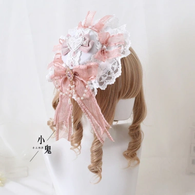 Phụ kiện tóc FX Lolita băng đô nơ hồng khói - Trang trí Mori Girl, vòng tóc KC, hoa hồng đắng, giảm giá 22%