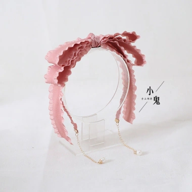 Phụ kiện tóc FX Lolita băng đô nơ hồng khói - Trang trí Mori Girl, vòng tóc KC, hoa hồng đắng, giảm giá 22%