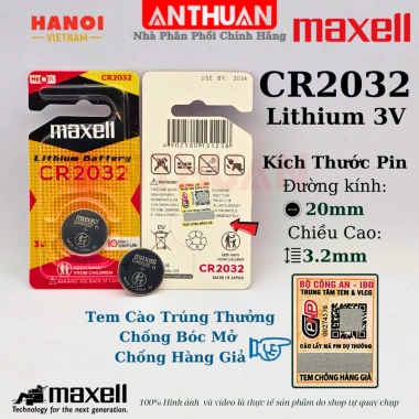 Pin 3V Maxell CR2.032/CR2.025/CR2.016 - Cúc áo cho remote, smartkey, khóa điện tử, máy tính, đồng hồ - Giá chỉ 28.000đ 4