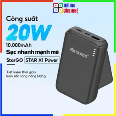Pin Dự Phòng StarGO X1 Power 10,000mAh – Tích Cáp Type‑C, Sạc Nhanh PD/QC 22.5W, BH 12 Tháng, Giá 517.500₫