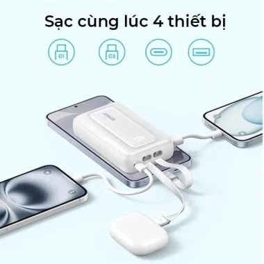 Pin sạc dự phòng ANKER Zolo 20.000mAh 45W 2 cổng 1C1A, 2 cáp Type-C, sạc nhanh laptop, BH 18 tháng 2