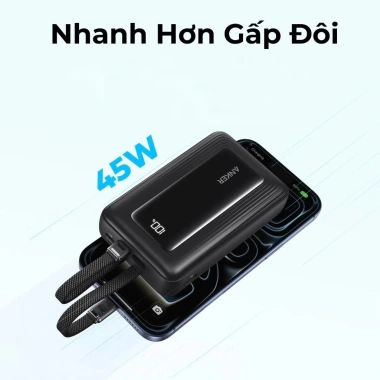 Pin sạc dự phòng ANKER Zolo 20.000mAh 45W 2 cổng 1C1A, 2 cáp Type-C, sạc nhanh laptop, BH 18 tháng 4