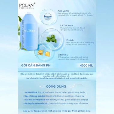 POLAN Dầu Gội Xả 4.000ml Chính Hãng - Dưỡng Mềm Mượt, Tắm Màu, Giá 395.000