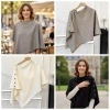Poncho Dệt Kim Dày Ấm SWETSASHAHEARTS Khăn Choàng Pashmina Nút Mùa Thu Đông