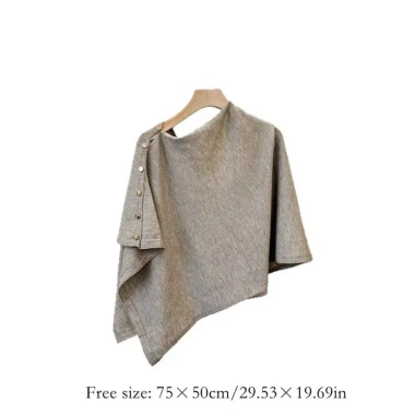 Poncho Dệt Kim Dày Ấm SWETSASHAHEARTS Khăn Choàng Pashmina Nút Mùa Thu Đông 2