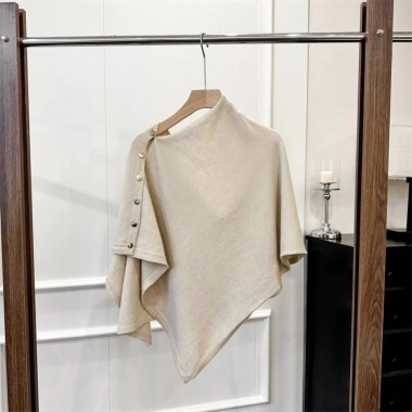 Poncho Dệt Kim Dày Ấm SWETSASHAHEARTS Khăn Choàng Pashmina Nút Mùa Thu Đông 3