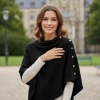 Poncho Dệt Kim Dày Ấm SWETSASHAHEARTS Khăn Choàng Pashmina Nút Mùa Thu Đông 9